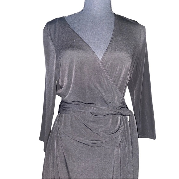 Vintage 90s  AB Studio Black Wrap Dress with Waistband/Belt - Picture 1 of 7